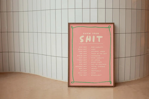 Know Your Shit Print, Wall Art, Art Print, Funny Poster, Funky Home Decor, Wall Decor, Black and Cream