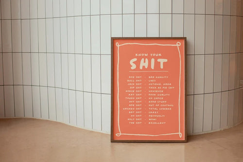 Know Your Shit Print, Wall Art, Art Print, Funny Poster, Funky Home Decor, Wall Decor, Black and Cream