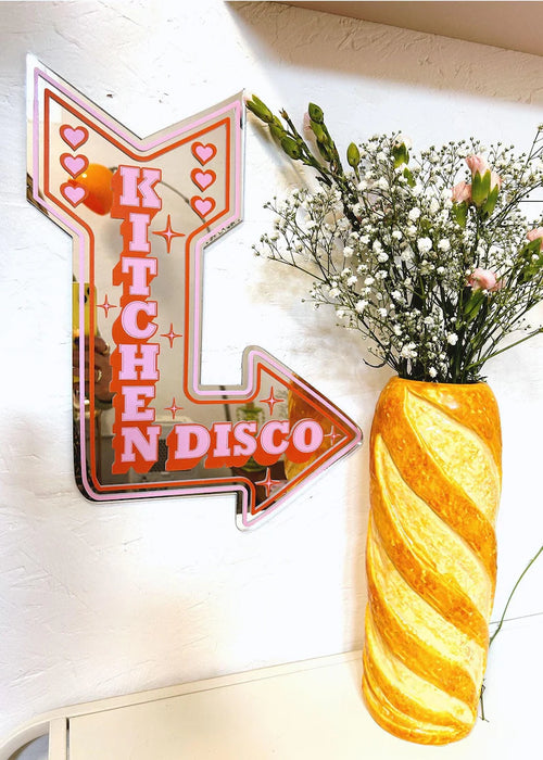 Retro Kitchen Disco Arrow Mirror Orange & Pink (2 Sizes)