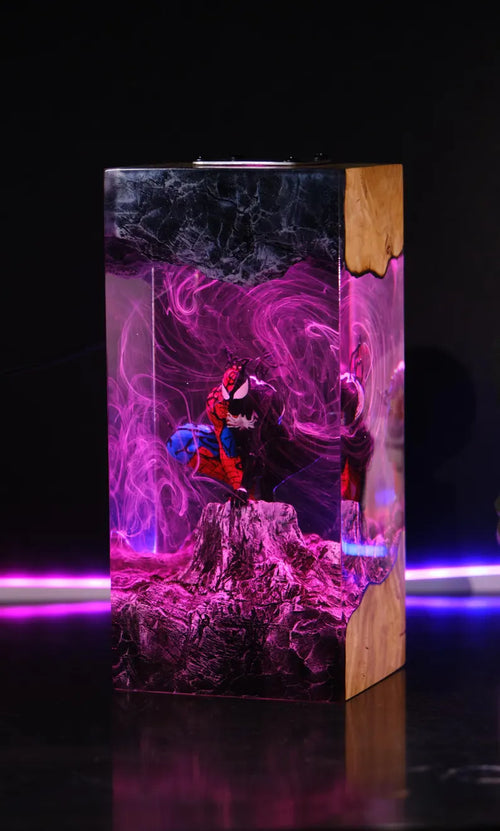 Custom super hero lamp, Resin Night Light, spider-man decor, gift for gamer, Personalized Gift