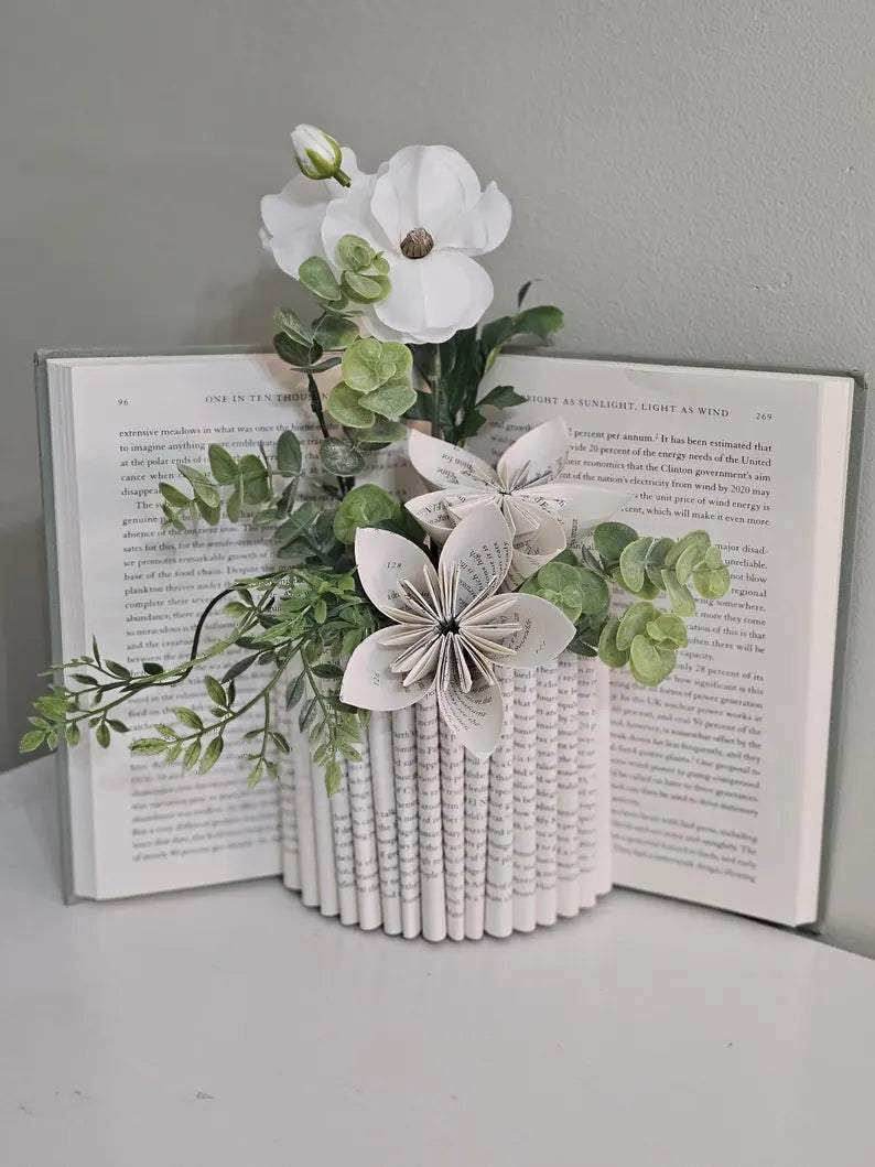 Book Vase Wedding Centerpiece or Bookshelf Decor
