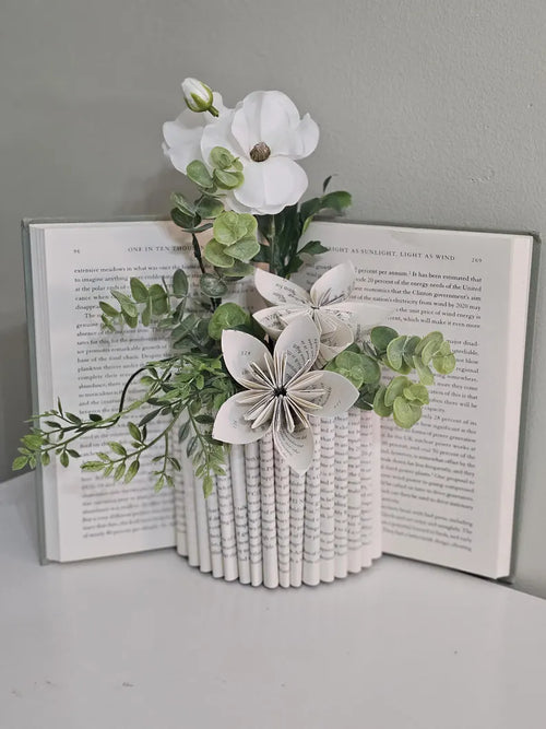 Book Vase Wedding Centerpiece or Bookshelf Decor