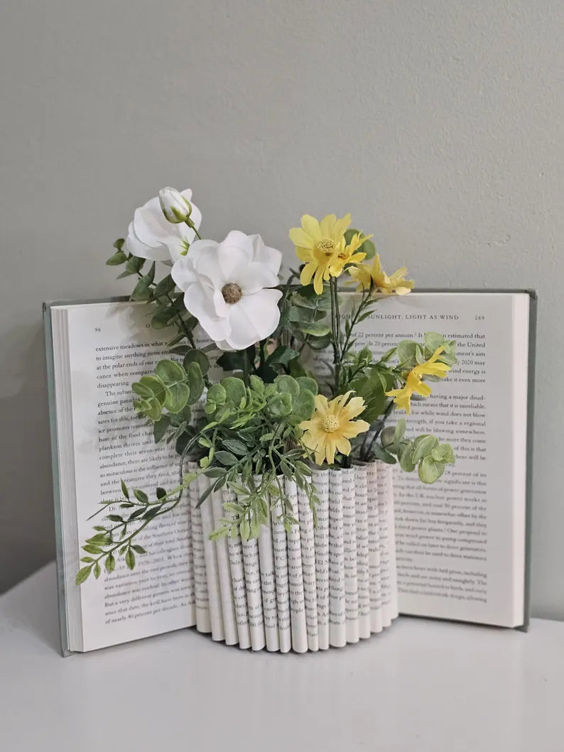 Book Vase Wedding Centerpiece or Bookshelf Decor