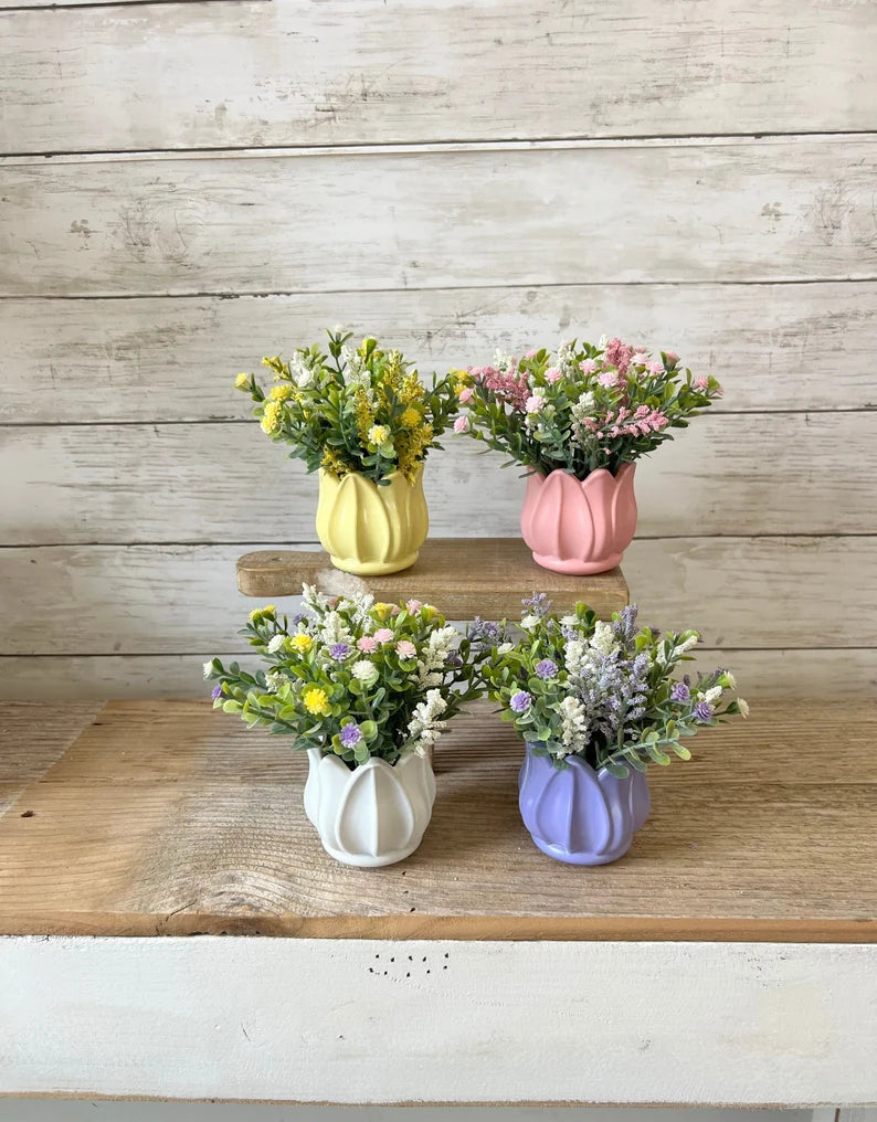 Spring tiered Tray mini floral arrangement, Spring tiered tray decor, Easter tiered tray decor, mini vases, mini floral arrangement for tray